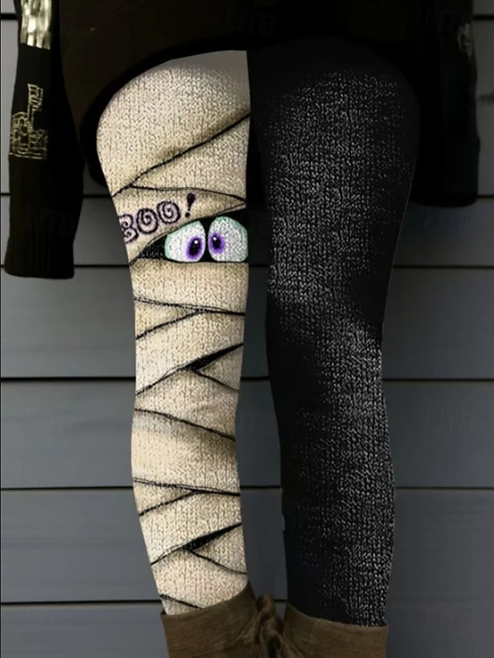 Dámské Legíny prázdniny Vinobraní Módní Po kotníky Vysoký pasPantsHalloween Grafika Lebky Potisk Yumuşak Prodyšné Elastické Formální Venkovní Dovolená Světle hnědá Oranžová Zelená Khaki Jaro Podzim 2025 - $22.99 –P6