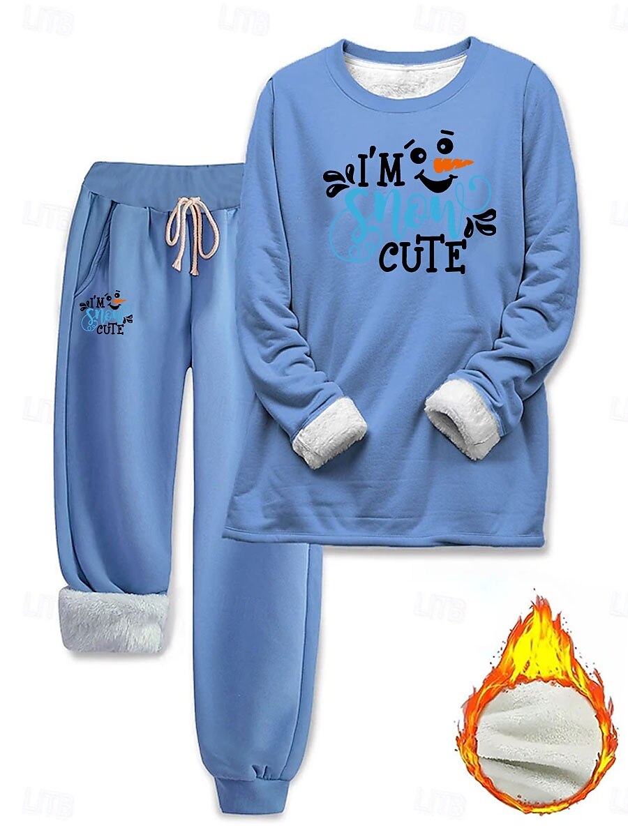 Damen Elegant Warm Mode Zweiteilige Sets Trainingsanzug Hosen-Sets Langarm Bischofsärmel Rundhalsausschnitt Grafik Buchstabe Druck Outdoor Urlaub Täglich Rosa Blau Grau Frühling Normale Passform 2025 - $41.99 –P2