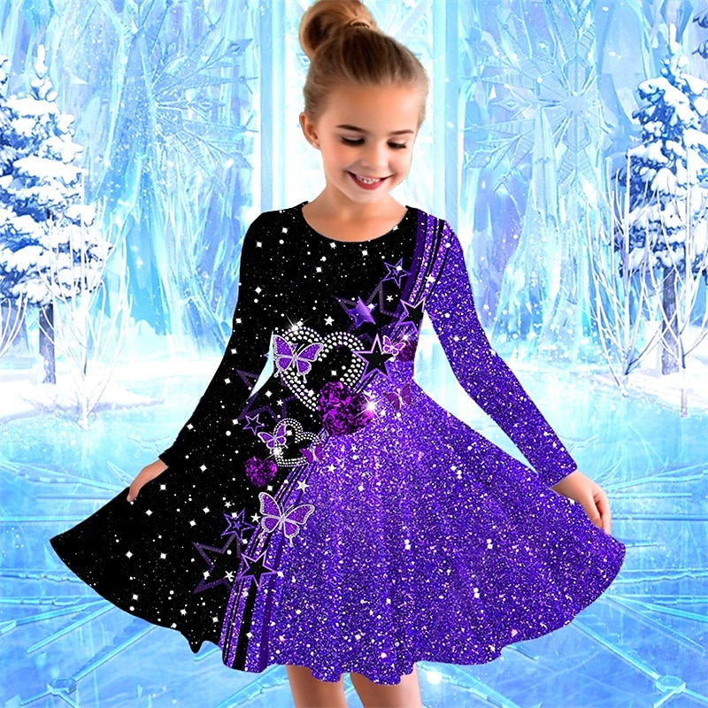 Mädchen' 3D Schmetterling Kleid Langarm Sommer Frühling Urlaub Täglich Ferien Prinzessin Schön Süß Kinder 4-12 Jahre Freizeitkleid A Linie Kleid Knielang Normale Passform 2025 - $16.99 –P8