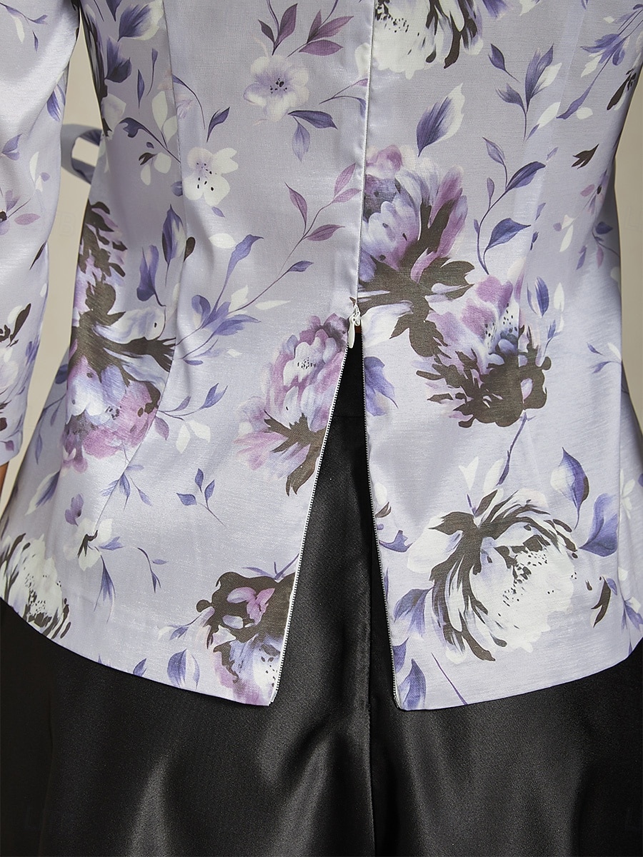 Femmes Hauts Élégants Fleuri Élégant ancien Mariage Manche 3/4 Col en V Hauts Réguliers robe demoiselle d honneur Tenue de soirée Violet Claire Printemps, Automne, Hiver, Été de 2025 ? $79.99 –P4