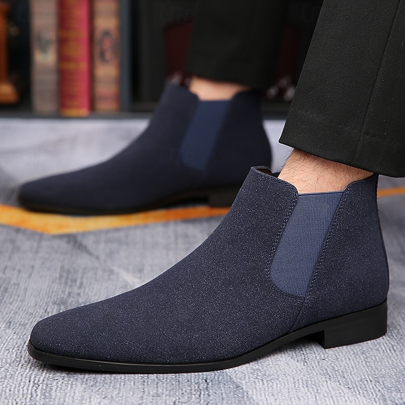 stivaletti chelsea da uomo in finta pelle scamosciata beige - scarpe classiche casual da lavoro alla caviglia per ufficio, lavoro e uso quotidiano del 2026 a $46.99 –P5