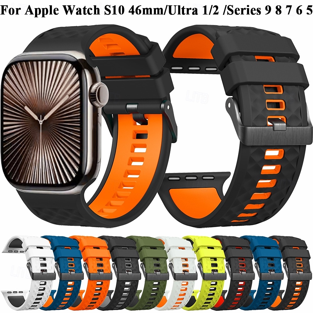Sportovní řemínek kompatibilní s Apple Watch 42 mm 44 mm 45 mm 49 mm odolný kovový řemínek s nastavitelnou kovovou sponou a silikonovým řemínkem pro iWatch Ultra 2 Series 9 8 7 SE 6 5 4 2025 - $15.99 –P1