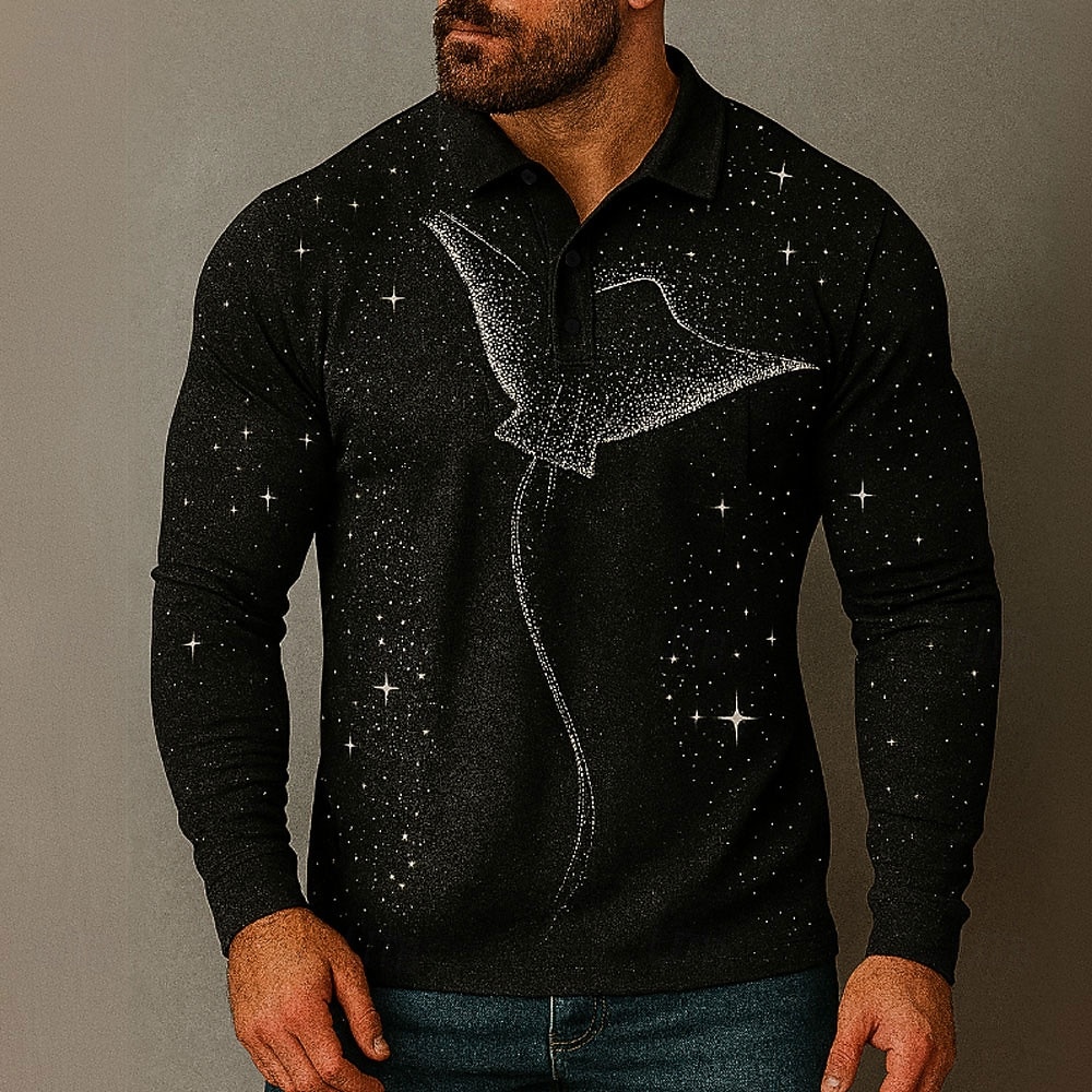 Homme À Motif Animal Polo manche longue Polos Revers Occasionnel Extérieur Rue Athleisure Tenue quotidienne Impression 3D Boutons Printemps Automne Hiver Noir Bleu Violet de 2025 ? $21.99 –P5