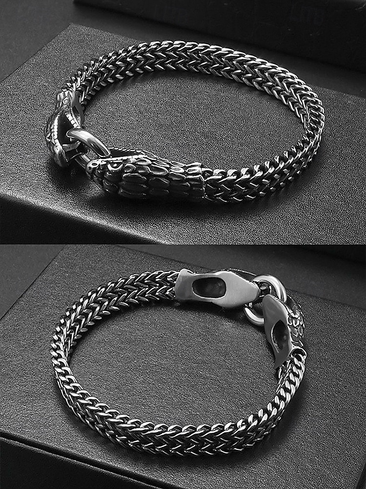 Halloween-armbånd med slangehode til herre – gotisk punk-kjede i rustfritt stål med armbåndsmykker til fester, cosplay og uteliv 2025 - $9.99 –P6