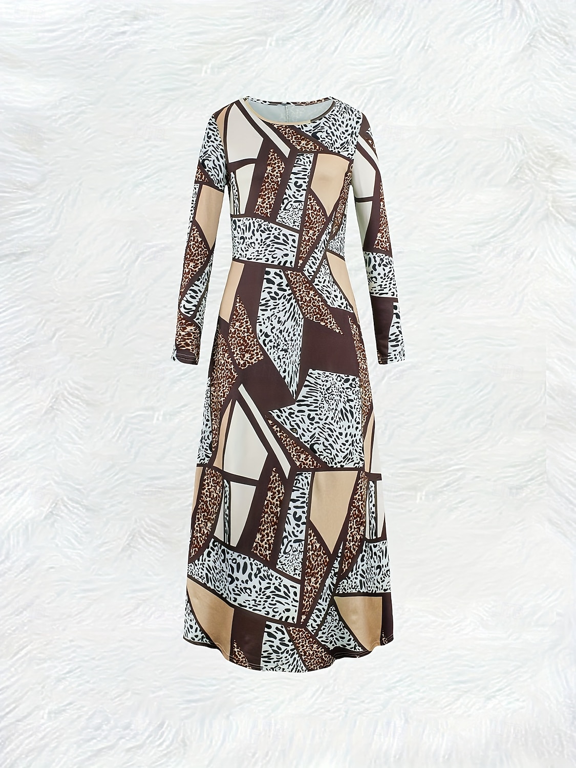 Damen Maxikleid Shiftkleid A Linie Kleid Party Lässig Boho Date Lässiger Schnitt Grafik Tiermotiv Leopard Langarm Rundhalsausschnitt Purpur Khaki Frühling Herbst Winter 2025 - $32.99 –P6