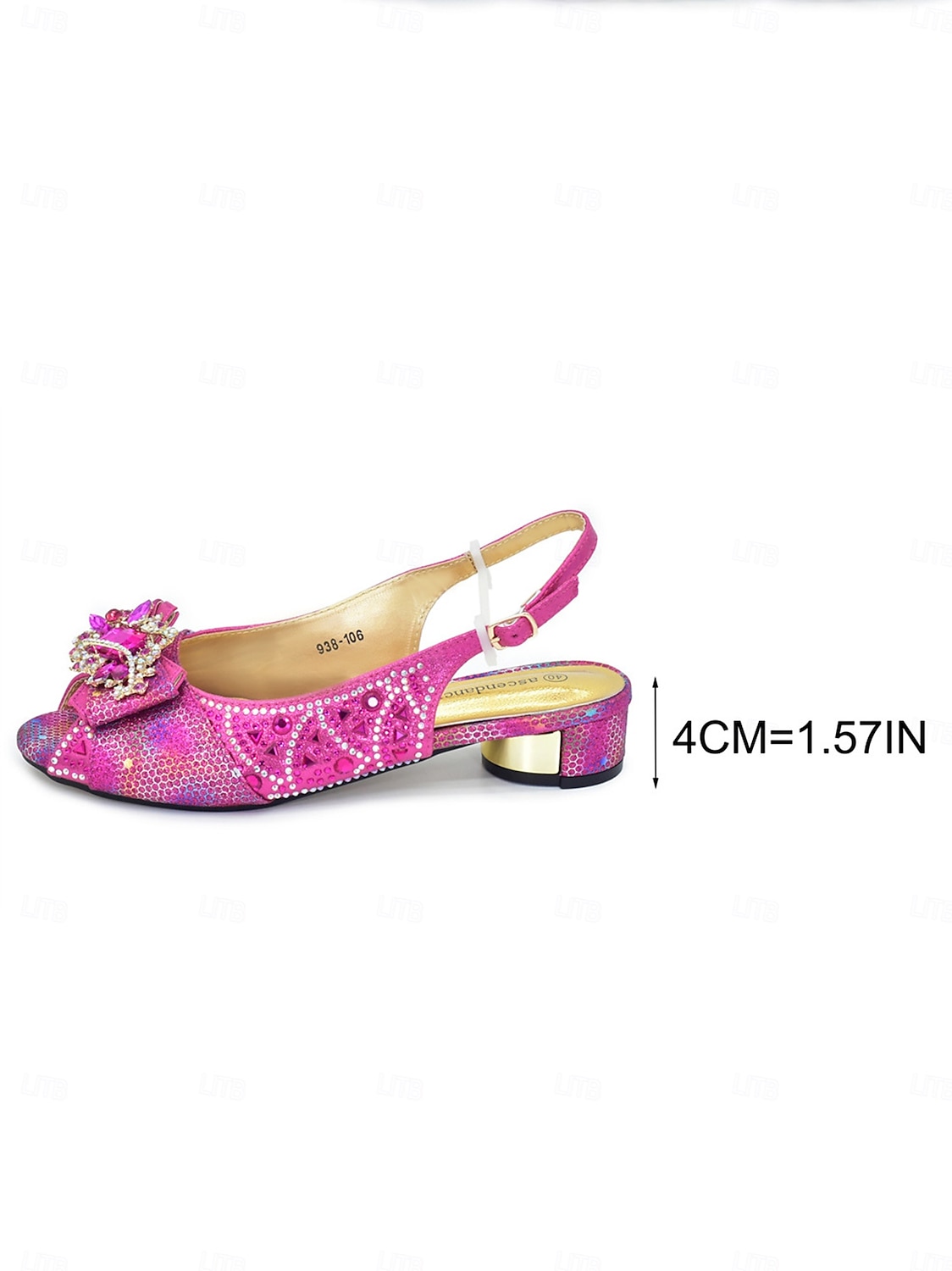 Conjunto de sapatos de salto alto com strass dourados e clutch combinando para mulheres, traje de festa brilhante e enfeitado para coquetéis de 2025 por $89.99 –P8