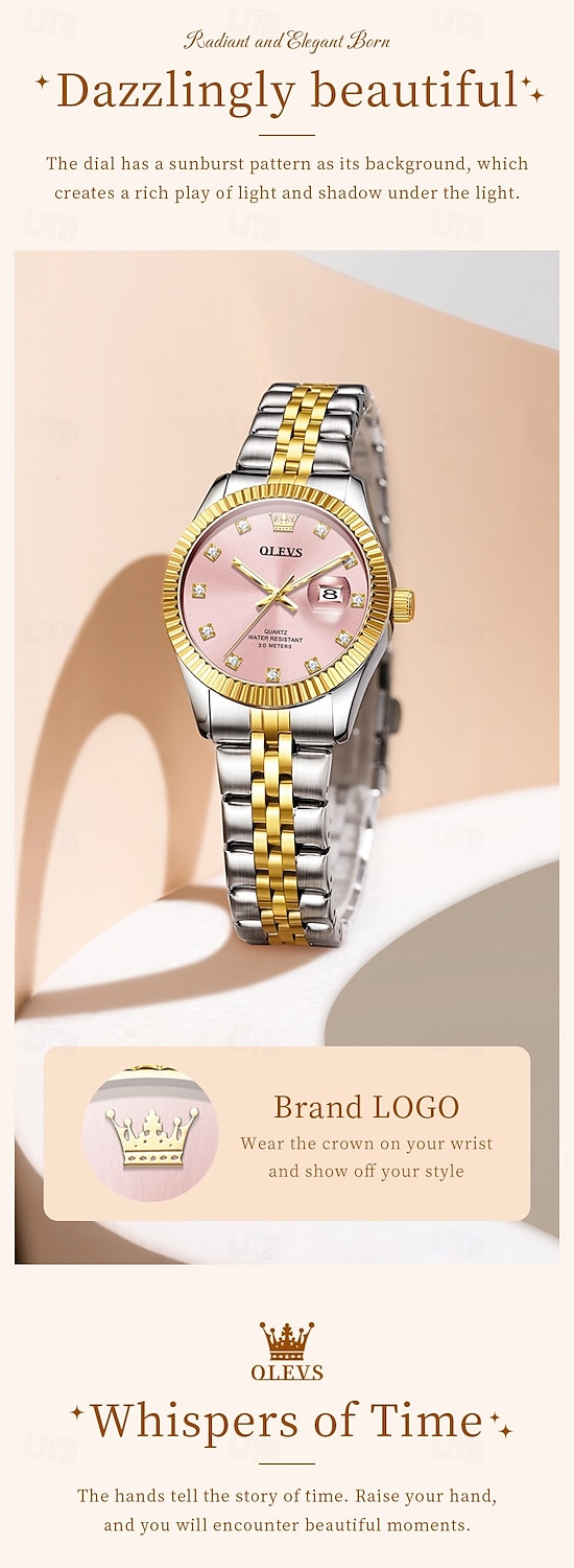 OLEVS Mother's Day Gift for Women Quartz Watch Minimalist Fashion Business Wristwatch Luminous Calendar Waterproof Decoration Alloy Watch 2026 - $38.99 –P5