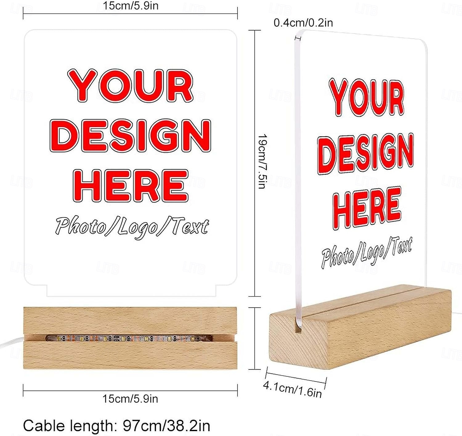 Personlig nattlys med foto, tilpasset gave, akryl LED-dekorasjon, USB-drevet, varm hvit, legg til bildet ditt, den perfekte julegave til bestevenner, elskere og familie 2026 - $16.99 –P3