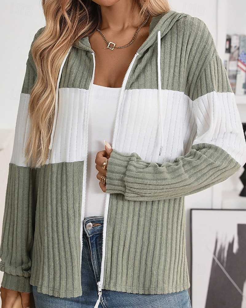 Damen Kapuzenjacke Bequem Patchwork Reißverschluss Lässig Farbblock Ausgehen Wochenende Reisverschluss Regulär Mit Kapuze Normale Passform Langarm Oberbekleidung Schwarz Hellgrün Rosenrot Herbst 2025 - $26.99 –P5