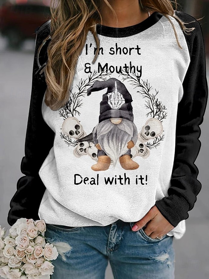 Halloween Felpa Donna Con Cappuccio Zucca Strega Moda Casual Manica Lunga Collo Giro Normale Top Casual Stampa Nera Bianca Gialla Arancione Estate Primavera Autunno del 2025 a $25.99 –P2