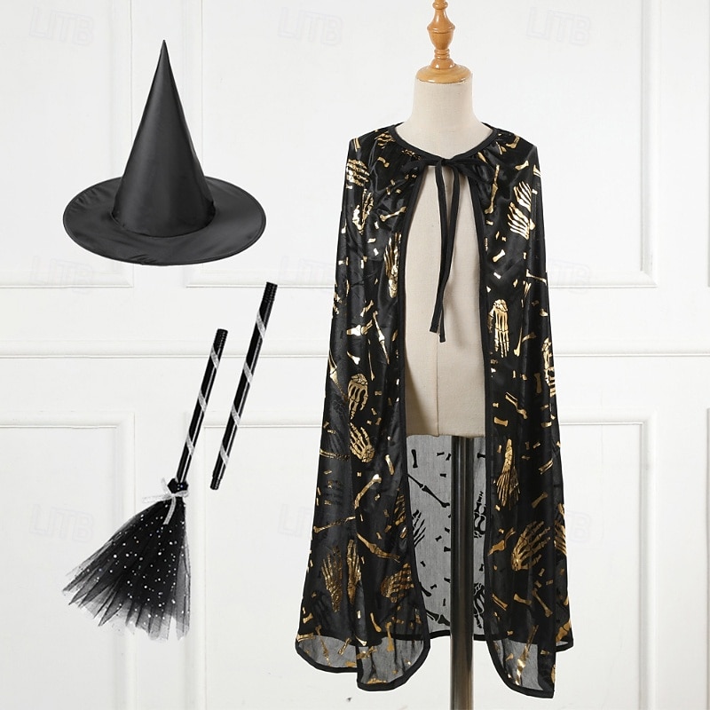 Bambini Ragazze Halloween A mantellina Geometrico Moda All'aperto Cappotto Capispalla 4-12 Anni Autunno Argento Multicolore Nero del 2025 a $14.49 –P8