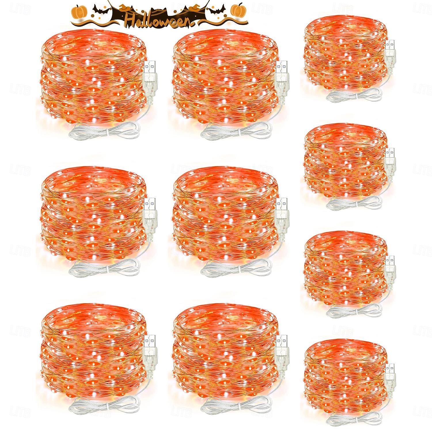 10 db 5 m/16,4 láb 50 led sugár tündérfényfüzér halloween karácsony Valentin nap újév esküvői party fesztivál beltéri és kültéri dekoráció rézdrótos fények usb tápegység ip44 vízálló 2025 - $20.99 –P9