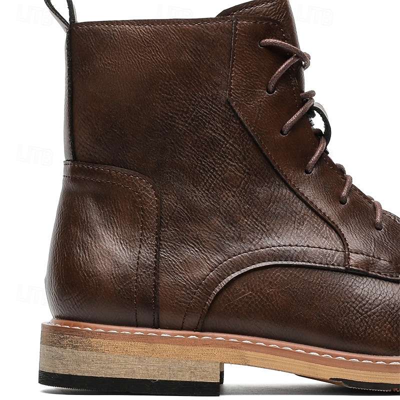 Bottines à lacets en similicuir marron pour homme, chaussures d'extérieur décontractées classiques pour le travail et le quotidien de 2025 ? $59.99 –P6