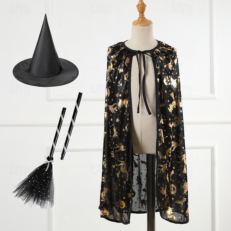 Bambini Ragazze Halloween A mantellina Geometrico Moda All'aperto Cappotto Capispalla 4-12 Anni Autunno Argento Multicolore Nero del 2025 a $14.49 –P5