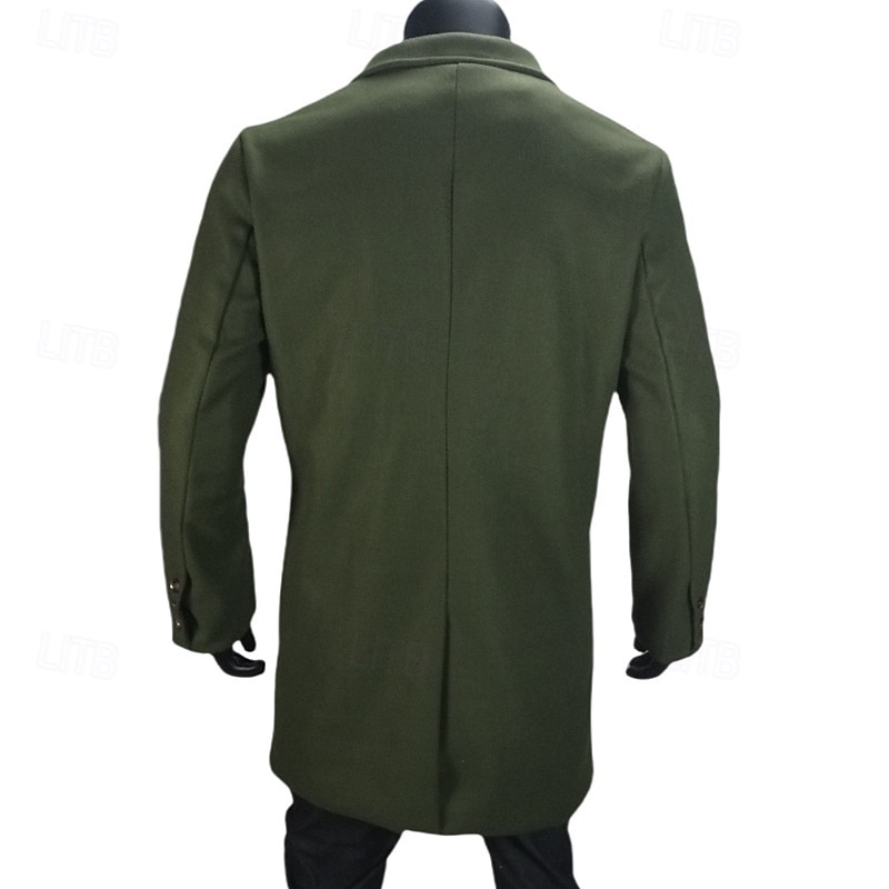 Herren Mantel Trenchcoat Langer Trenchcoat Urlaub Täglich Herbst Winter Polyester Winddicht Warm Oberbekleidung Bekleidung Mode Klassisch Einfach Tasche Revers Einreihig 2025 - $44.99 –P5