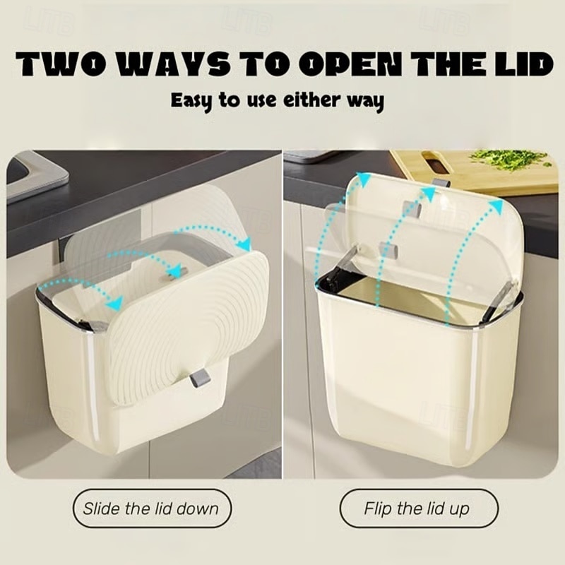 Väggmonterad rektangulär papperskorg med lukttätande lock, stor kapacitet, hållbar plastbehållare för kök, badrum, sovrum &kommersiellt bruk 2026 - $16.99 –P11