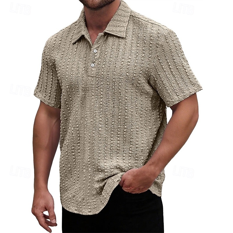 Men's Golf Shirt Golf Polos Shirts Work Casual Lapel Short Sleeve Basic Modern Plain Jacquard Buttons Summer Spring Regular Fit Wine Black Light Green Navy Blue Sky Blue Purple Golf Shirt 2025 - $23.99 –P5
