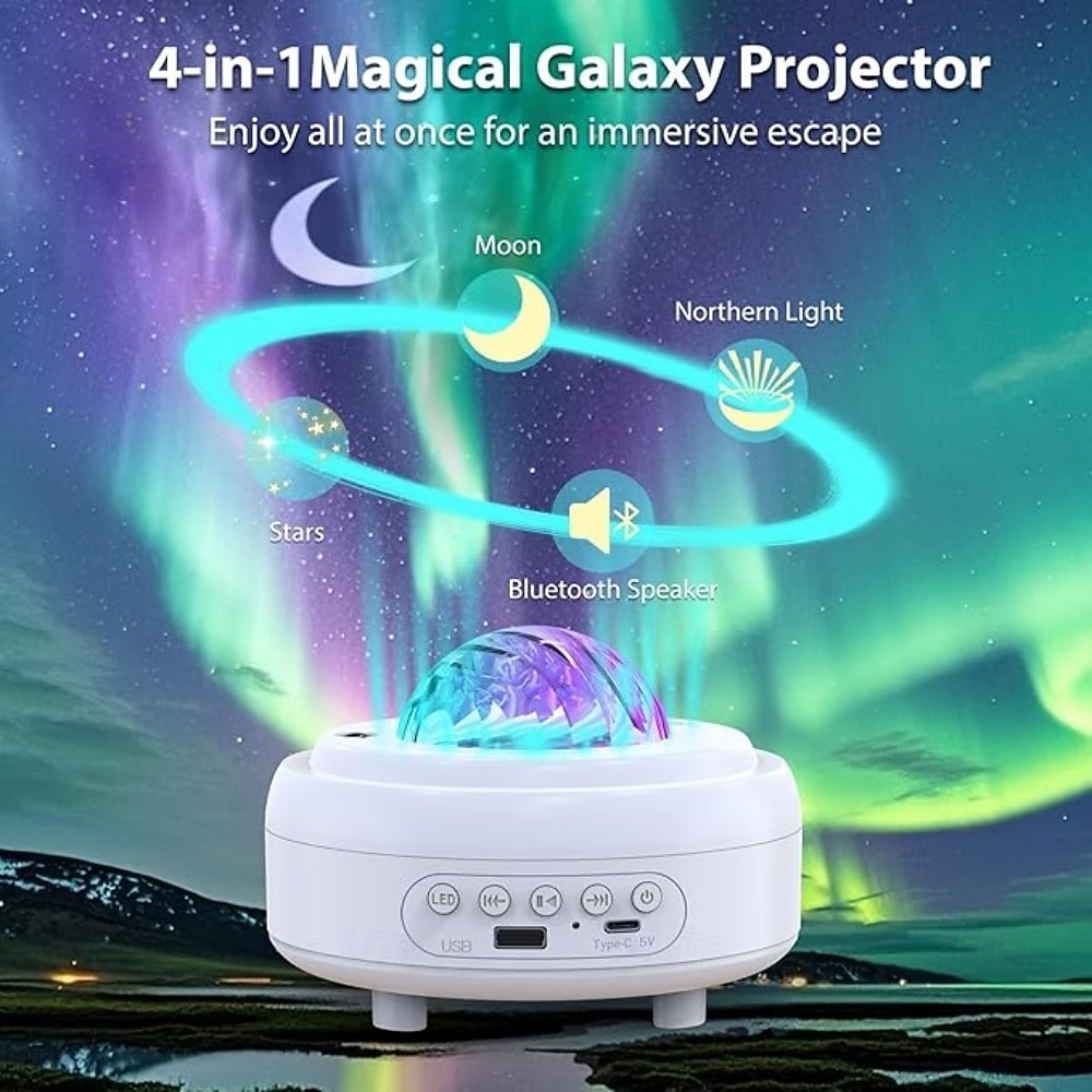 Galaxy Projector with Bluetooth Speaker Night Light Star Projector for Bedroom 8 Modes Northern Lights Aurora Projector with Moon Mood Ambient Lighting for Kids Adults 2025 - $24.99 –P5