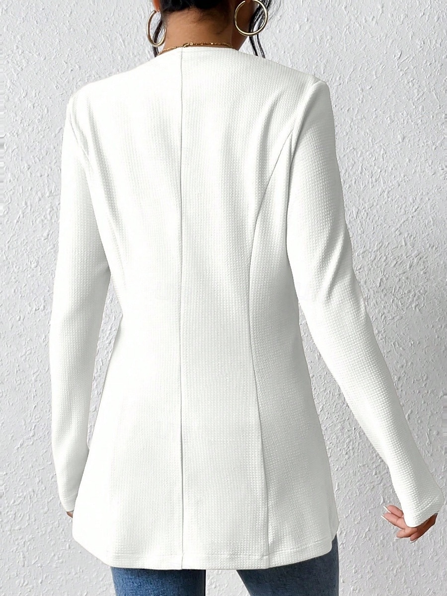 Dame Blazer Bekvem Pustende Knapper OL-stil Fritid عادي Kontor Gate Avslappet Dagligdagstøy Enkeltkneppet Normal V-hals Normal Langermet Yttertøy Svart Hvit Rød Vår Høst 2025 - $34.99 –P5