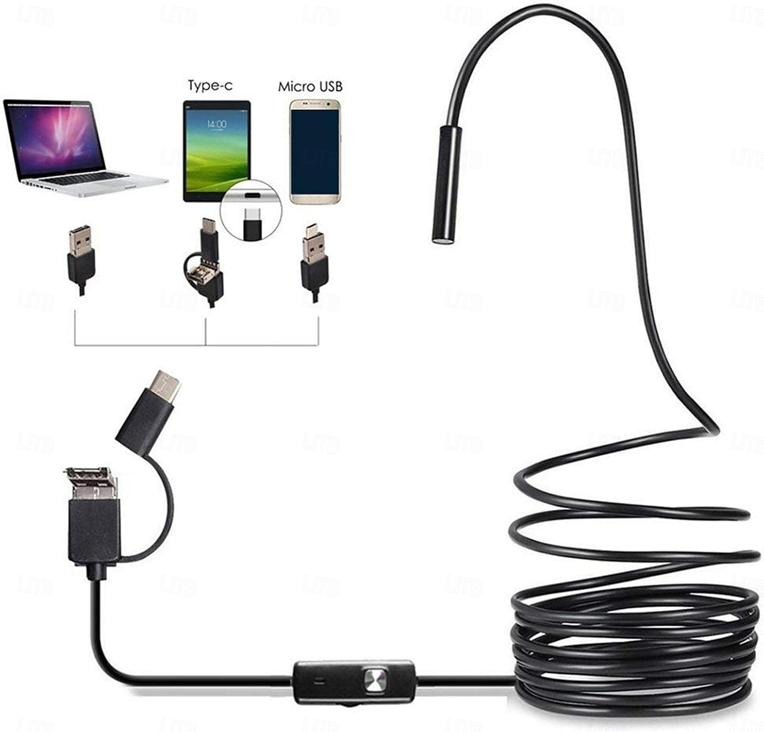 Industriële endoscoop voor Android, 200W pixel endoscoop met 25 fps beeldoverdracht, IP67 waterdicht, type-C interface, MFI gecertificeerd, ideaal voor auto- en woninginspecties 2025 - $15.99 –P1