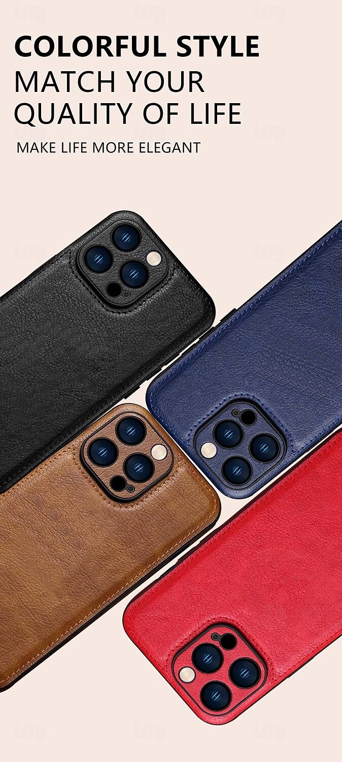 2025年 電話 ケース 用途 16 15 14 Pro Max Plus 16e 13 Pro Max バックカバー 耐衝撃 レトロ風 TPU PUレザー  コレクション – $10.99 –P9