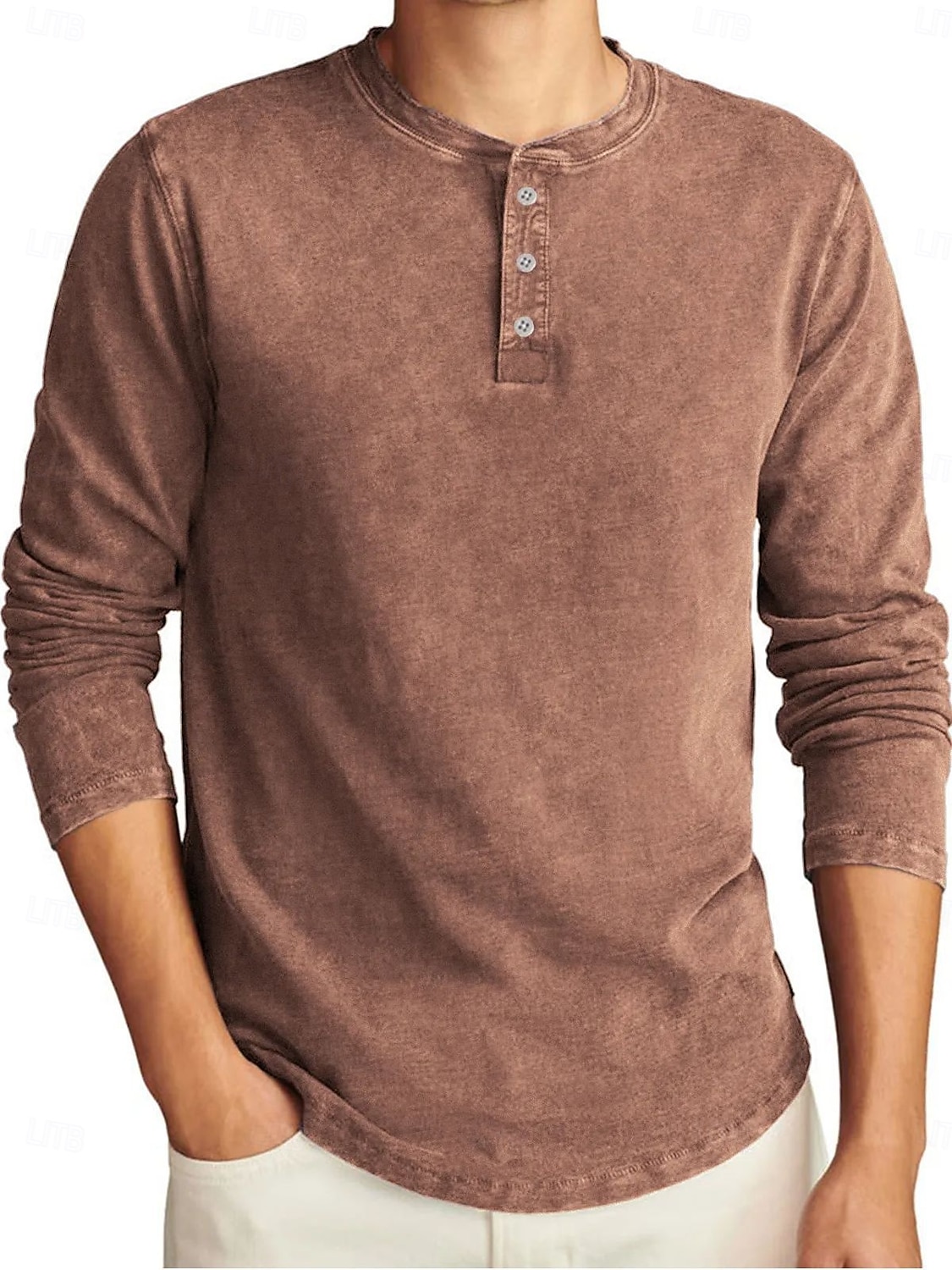 Herren Henley Hemd T-Shirt Langarmshirt Langarm Henley Herbst Winter Retro Mode Designer Nostalgisch Mode Jahrgang Urlaub Straße Ausgehen Marineblau Schwarz Hellgrün Top T-Shirt für Herren 2025 - $29.99 –P12