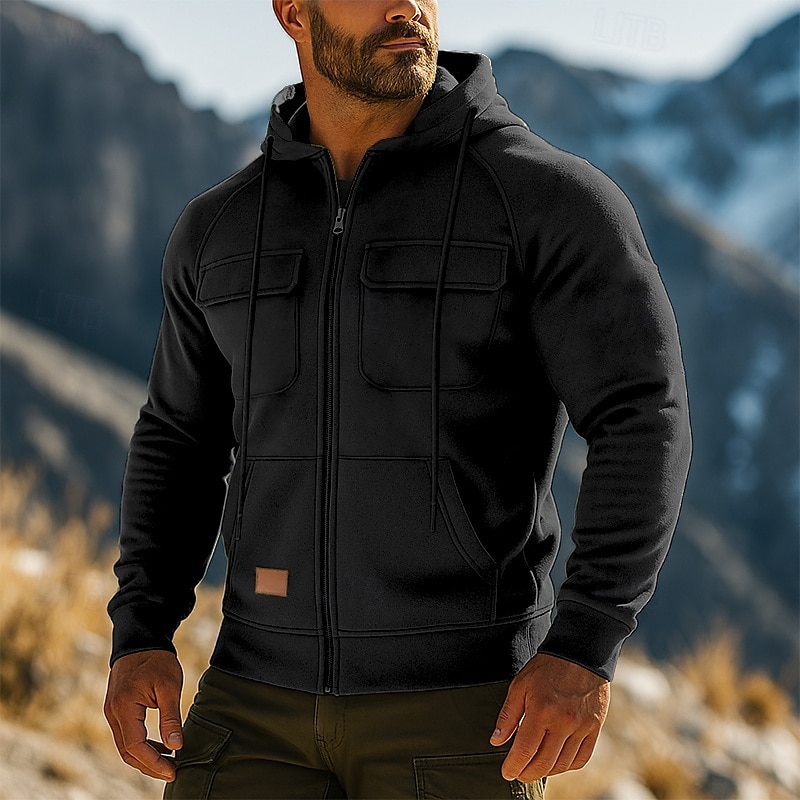 Hombre Sudadera Sudadera con capucha y cremallera de un cuarto Sudadera con capucha de lana Sudadera táctica con capucha Negro Verde Ejército Burdeos Azul Marino Azul Piscina Con Capucha Plano 2025 - $32.99 –P4
