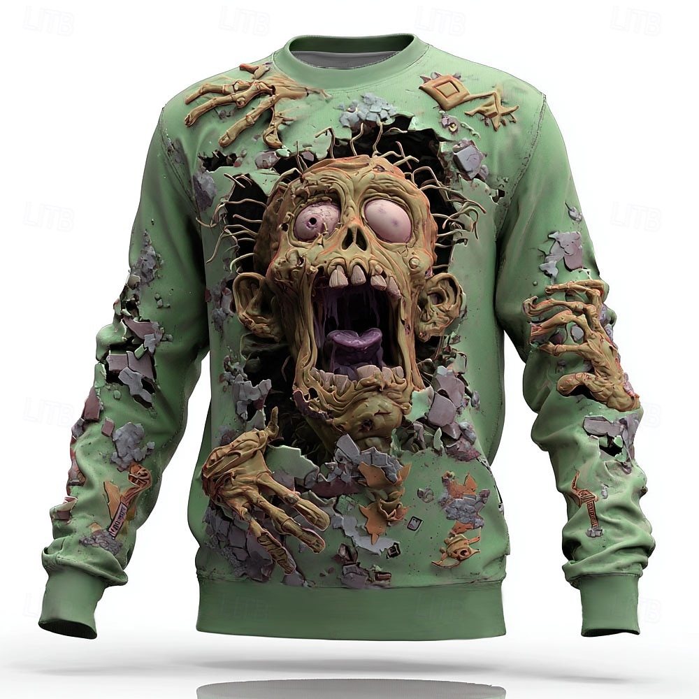 Halloween Men's Zombies Sweatshirt Punk Party Crew Neck Vacation Pink Blue Crewneck 3D All Seasons Designer 2025 - $30.99 –P2