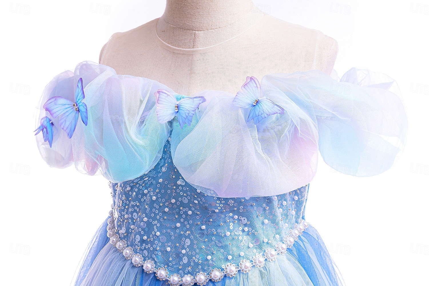 Robe pour fille, couleur unie, manches courtes, tenue de soirée, de spectacle, d'Halloween, de cosplay, décontractée, mignonne, en polyester, été, 4 à 12 ans, multicolore, bleu de 2025 ? $44.99 –P4