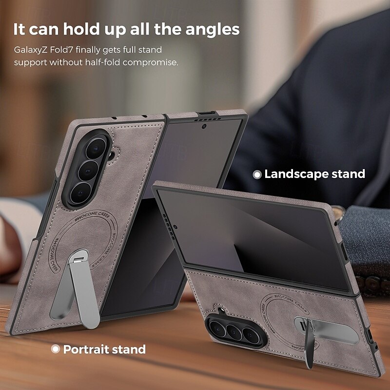 телефон Кейс для Назначение SSamsung Galaxy Z-образный сгиб 7 Z-сгиб 6 Z Fold 5 Z Fold 4 Кейс на заднюю панель Поддержка беспроводной зарядки Откидная подножка Защита от удара Ретро ТПУ Кожа PU 2025 - $17.99 –P5