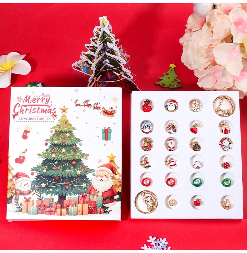 Christmas Advent Calendar Bracelets 2025 for Girls, 24 Days DIY Jewelry Making Kit with 22 Charm Beads and 2 Adjustable Bracelets, Xmas Countdown Gift for Kids Teens Women 2025 - $18.49 –P6