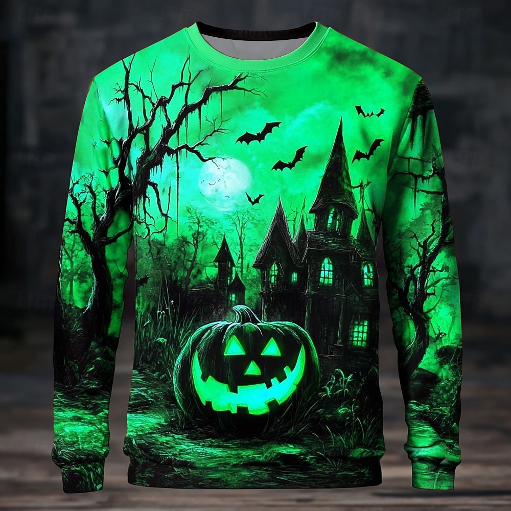 Halloween Men's Pumpkin Sweatshirt Punk Party Long Sleeve Crew Neck Vacation Purple Orange Crewneck 3D All Seasons Designer 2025 - $26.99 –P3