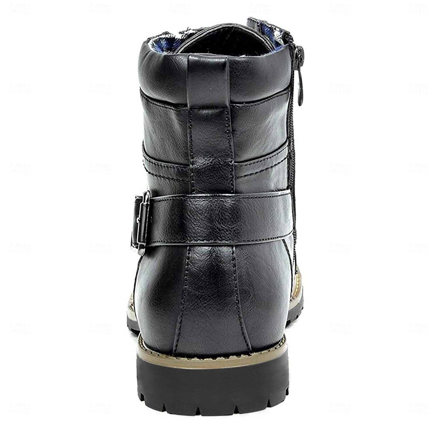 botas de combate masculinas com zíper lateral e fivela - botas de cano curto com cadarço de moda casual para roupas urbanas e do dia a dia de 2025 por $59.99 –P4