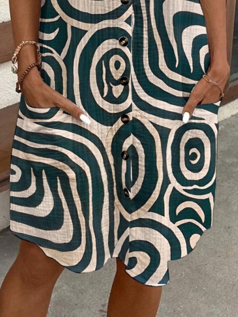 Mujer Mini vestido Vestido de Camisa Vestido informal Vestido Estampado Moda Moderno Diario Playa Fin de semana Ajuste regular Geométrico Manga Corta Cuello Camisero Verde Trébol Verano Primavera 2026 - $41.99 –P2