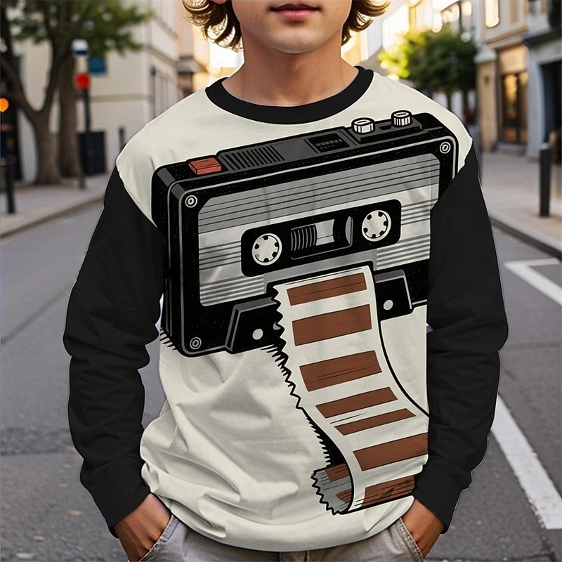 Halloween Pojkar 3D Tecknat T-shirt Långärmad Vår Höst Mode Grundläggande Barn 4-12 år Rund hals Utomhus Ledigt Dagligen Normal 2025 - $13.99 –P1