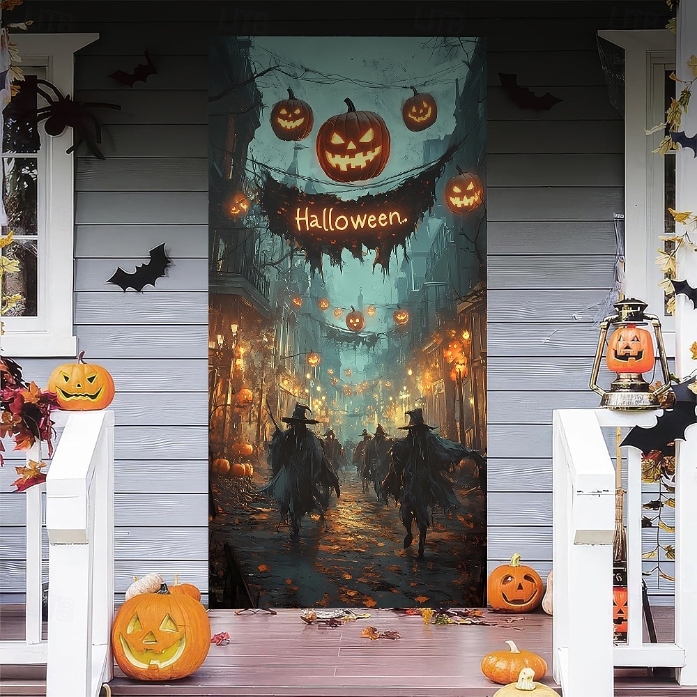 Halloween Cubierta de la puerta pancartas al aire libre Calabaza Éxtasis. Gótico punk oscuro Fiesta Al Aire Libre Fondos de disparos Puerta de Entrada Porche de pared Fondo de puerta de pared con 2025 - $15.99 –P5