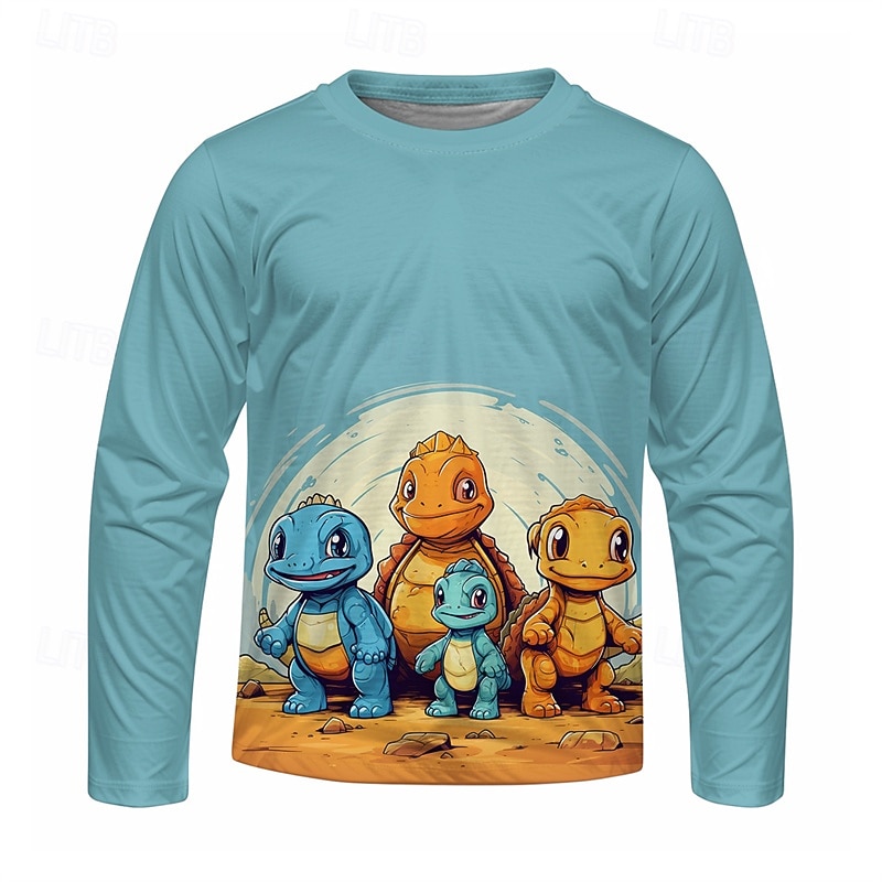 Pojkar 3D Tecknat Dinosaurie T-shirt Långärmad Vår Höst Mode Grundläggande Barn 4-12 år Rund hals Utomhus Ledigt Dagligen Normal 2025 - $13.99 –P2