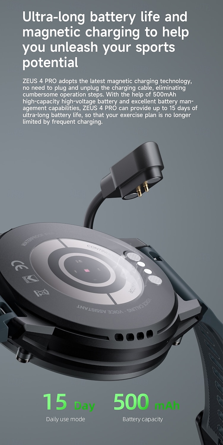 LOKMAT ZEUS 4 PRO Умные часы 1.43 дюймовый Смарт Часы Bluetooth Контроль температуры Педометр Напоминание о звонке Совместим с Android iOS Женский Мужчины 2025 - $42.99 –P11