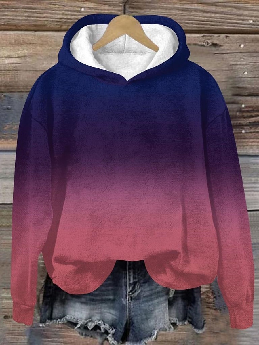 Damen Kapuzenpullover Grafik Streetwear Lässig Langarm Mit Kapuze Normale Oberteile Straße Ferien Tasche Druck Wein Marineblau Blau Purpur Grau Herbst Winter 2025 - $22.99 –P4