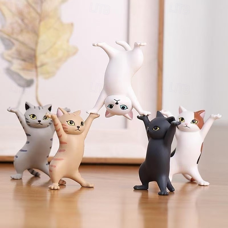 Portapenne a forma di gatto da 5 pezzi, simpatico portapenne a forma di gatto che si allunga, portacancelleria ornamentale da scrivania, decorazione creativa da scrivania a forma di gatto che si del 2026 a $15.99 –P2