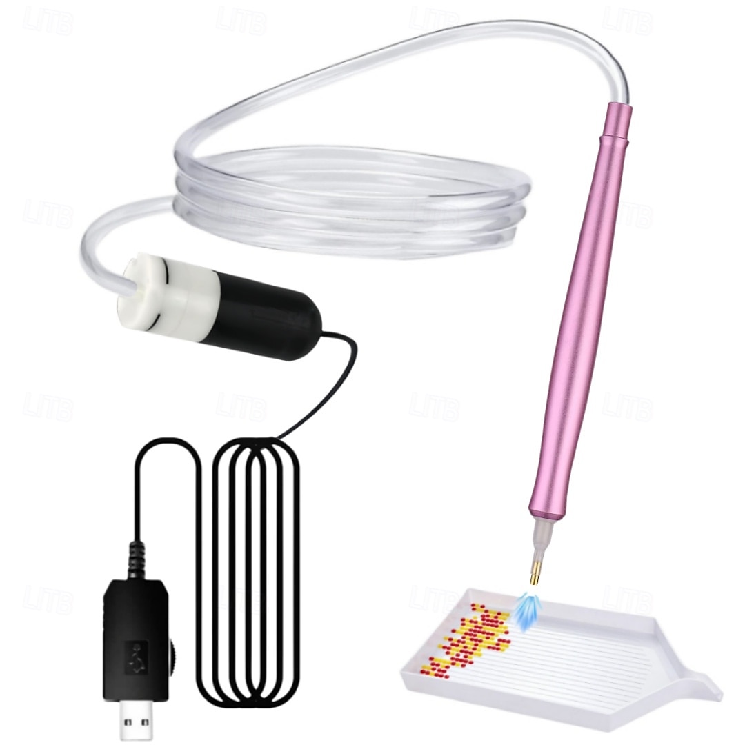 USB-virtalähteellä varustettu sähköinen timanttimaalauskynä, jossa on tyhjiösäilytysalusta, ergonominen kahva, säädettävät asetukset ja moniväriset harjaspäät kestävään ja vakaaseen askarteluun, 2026 - $30.99 –P2