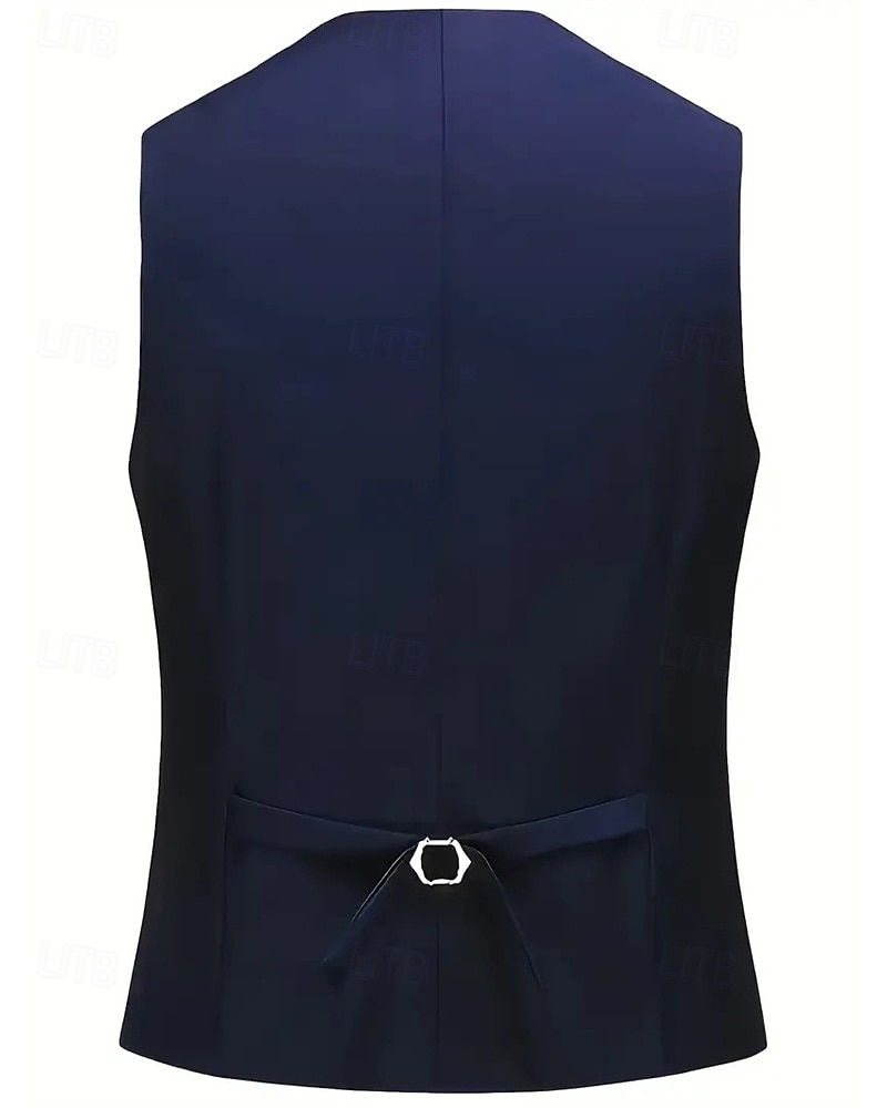 Herren Set Anzüge Anzugweste Geschäft Cocktailparty Hochzeitsfeier 3 Stück Mode Lässig Frühling Herbst Polyester Farbblock Tasche Knöpfe Bequem Einreihig Blazer Schwarz Weiß Burgunderrot Königliches 2025 - $79.99 –P19