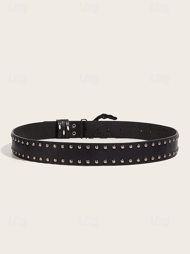 Ceinture gothique squelette pour femme, style punk rock, en similicuir clouté, avec boucle tête de mort, idéale pour les soirées costumées, les cosplay et les boîtes de nuit. de 2025 ? $14.99 –P4
