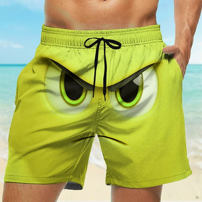 Herr 3D-seriefigur Le ansikte Stora ögon Badshorts Boardshorts Medium Midja Rolig Utomhus Semester Vardag Sidfickor Mesh foder Elastisk dragsko i midjan Designer Kläder 2025 - $19.99 –P3
