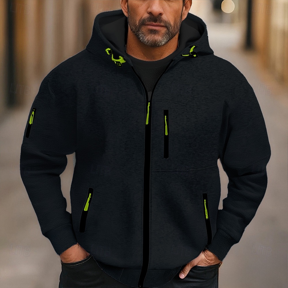 Per uomo Felpa con cappuccio Felpa con cappuccio a zip intera Felpa con cappuccio in pile Nero Vino Blu marino Blu Reale Verde scuro Con Cappuccio Semplice Tasca Sport & Outdoor Quotidiano Ferie del 2025 a $23.99 –P3
