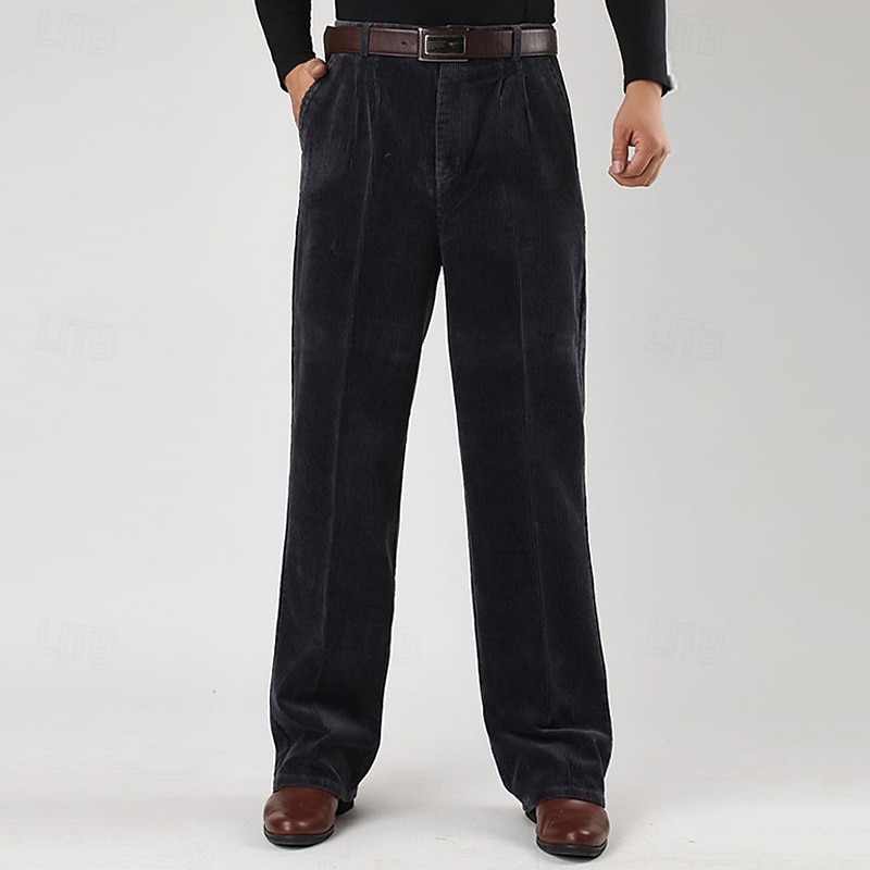 Herren Anzughose Cordhose Hose Chinos Tasche Knöpfe Einfach Komfort Formell Party Arbeit Mode Klassicher Stil Schwarz Marineblau Mikroelastisch 2025 - $41.99 –P8