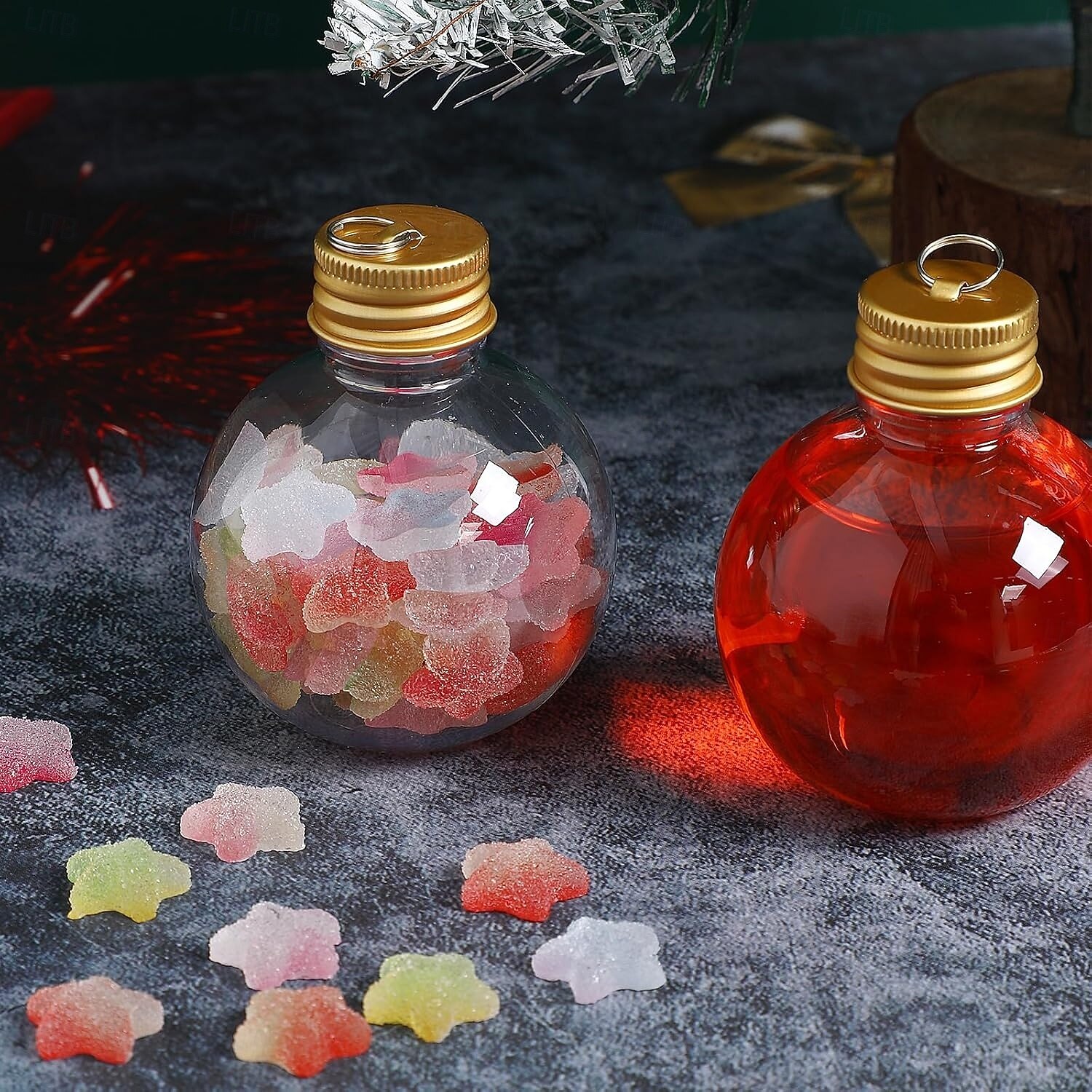 Lot de 10 boules d'alcool de Noël transparentes de 50 ml/100 ml, ornements à remplir pour sapin de Noël avec pendentif en argent et en or, boules d'alcool suspendues pour bricolage, décoration de fête de 2025 ? $9.49 –P14
