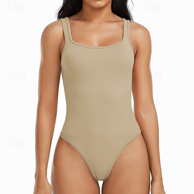 Dam Träningsdräkt One Piece Romper Ensfärgat Kroppsdräkt risvit Svart Gym Träning Löpning Andningsfunktion Magkontroll Ärmlös Sport Sportkläder 2025 - $17.99 –P20