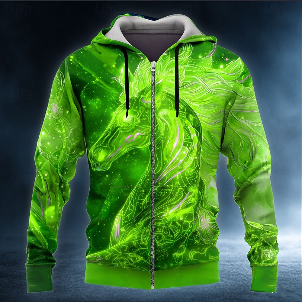 Per uomo 3D Felpa con Cappuccio Giacca di pelle Felpa Fantasia Stampa su tutta la superficie Manica Lunga Con cerniera Abbigliamento casual alla moda Vacanza Uscire Blu Verde scuro Viola Verde del 2026 a $31.99 –P2