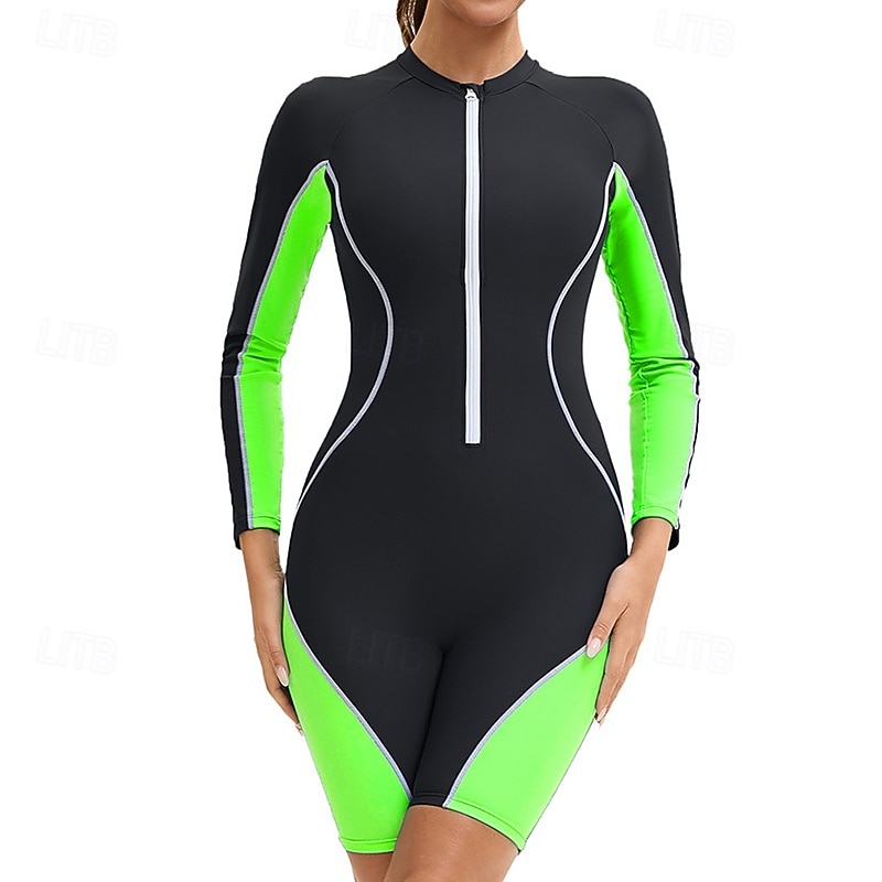 Femmes Maillot de bain Maillot Anti UV Protection Solaire UV UPF50+ manche longue Maillot de Bain Zip Up Natation Surf Patchwork Été Printemps Automne de 2025 ? $27.99 –P5